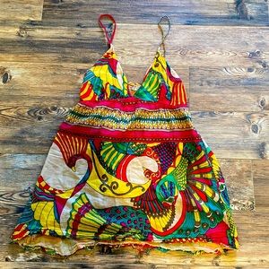 Vintage 70s print colorful shirt size medium